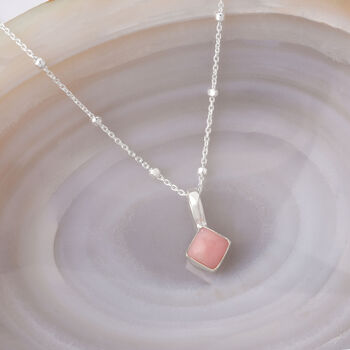 Pink Opal October Birthstone Necklace Sterling Silver, 2 of 7