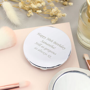 Engraved Silver Round Compact Mirror, 3 of 7