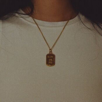 Ride Or Die 18 K Gold Plated Pendant Necklace, 2 of 5