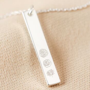 Personalised Family Birth Flowers Flat Bar Necklace, 5 of 10