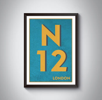 N12 North Finchley London Postcode Typography Print, 5 of 9