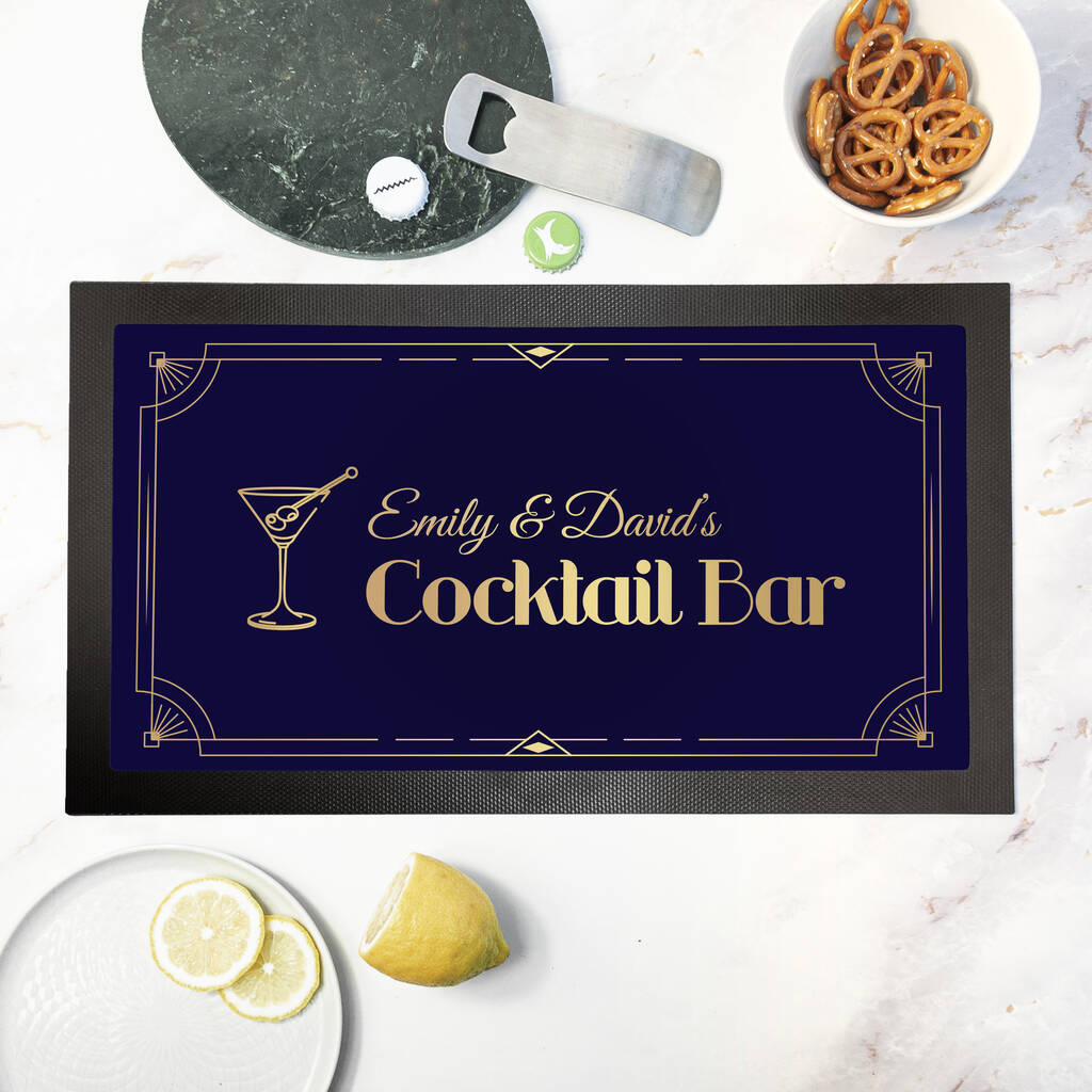Personalised Stylish Cocktail Bar Mat, 1 of 5