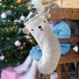 Polar Bear Handmade Felt Dress Up Christmas Stocking, thumbnail 1 of 12