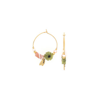 Hoop Earrings With Green And Pink, 2 of 2