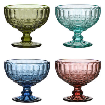 Aurielle Set Of Four Coloured Glass Footed Bowls, 2 of 6