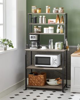 Industrial Kitchen Rack With Shelves And Hooks, 6 of 11