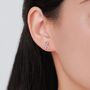 Sterling Silver Pink Ribbon Stud Earrings, thumbnail 4 of 12