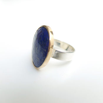 Lapis Lazuli Gemstone Ring Set In 9ct Gold And Silver, 2 of 5