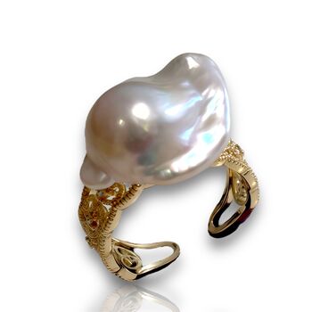 Mermaid Tail Baroque Pearl Ring, 6 of 6