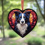 Border Collie Stained Glass Effect Heart Suncatcher, thumbnail 5 of 6