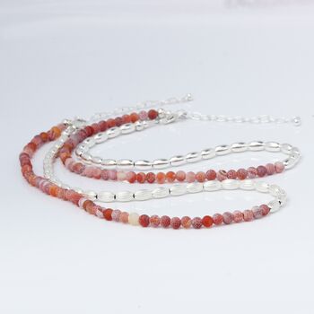 Orange Crackle Agate And Sterling Silver Beaded Necklace Or Double Bracelet, 7 of 11