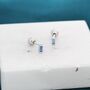 Extra Tiny Aquamarine Blue Baguette Cz Screw Back Earrings, thumbnail 4 of 11