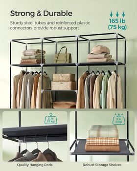 Canvas Wardrobe Folding Fabric Closet Rack, 4 of 9