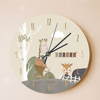 Giraffe And Deer Woodland Themed Clock, 3 of 3