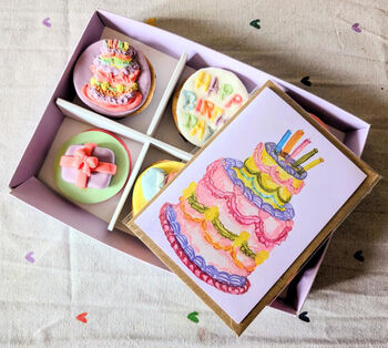 Colourful Happy Birthday Hand Iced Biscuits And Birthday Card Letterbox Gift, 6 of 12