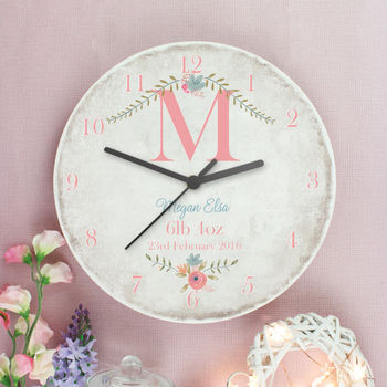 Personalised Floral Large Wooden Clock, 2 of 3