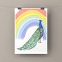 Peacock And Rainbow Art Print, thumbnail 3 of 3