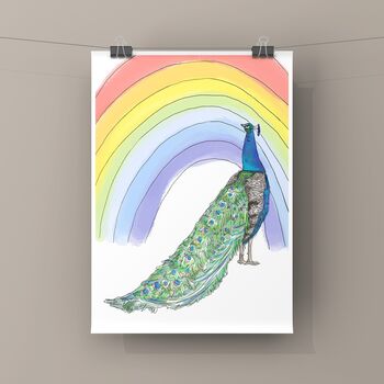 Peacock And Rainbow Art Print, 3 of 3