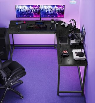 L Shaped Desk Gaming Desk Space Saving Easy Assembly, 2 of 12