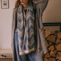 Blue Zig Zag Blanket Pashmina Scarf, thumbnail 1 of 2