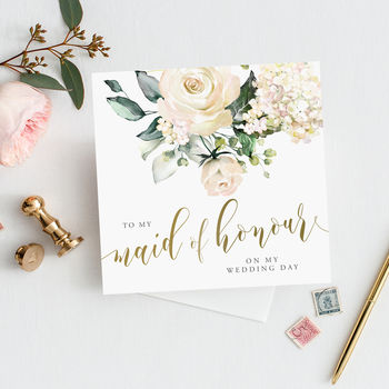 To My Bridesmaid Card | Watercolour Rose, 2 of 5