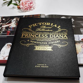 Personalised Princess Diana Leather Biography Book, 5 of 7