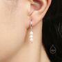 Sterling Silver Genuine Freshwater Pearl Trio Huggie Hoop Earrings, thumbnail 3 of 10