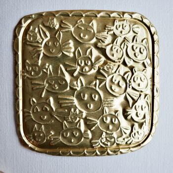 Handmade Gold Foil Cat Birthday Card, 2 of 5