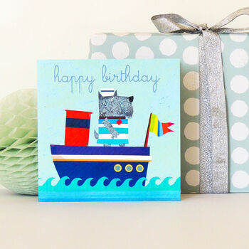 Happy Birthday Dog Boat Card, 4 of 5