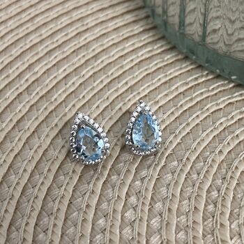 Blue Topaz 925 Sterling Silver Pear Drop Earrings, 3 of 4