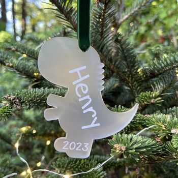 Personalised Dinosaur Acrylic Christmas Decoration, 3 of 5