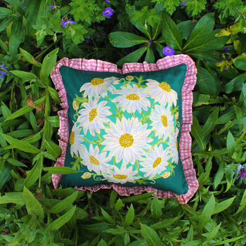 Green Daisy Bouquet Cushion, 2 of 3