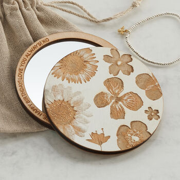 Engraved Flowers Compact Pocket Mirror, 2 of 11
