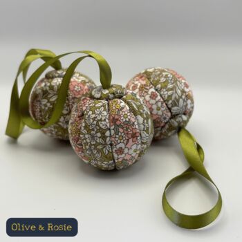 Handmade Fabric Christmas Baubles 6cm, Ribbon Loop, 12 of 12