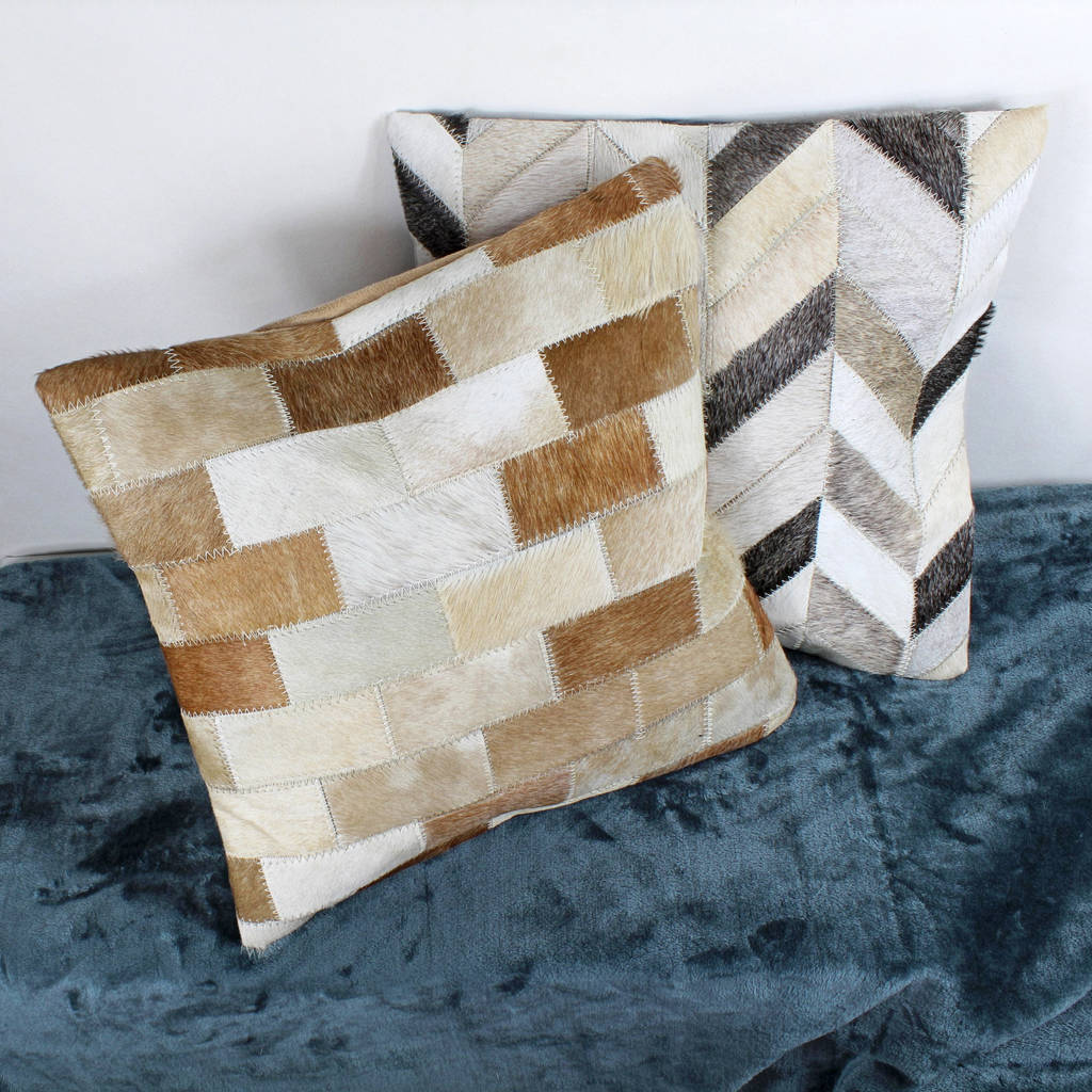 Cowhide Mosaic Cushions Covers By G Decor By G Decor