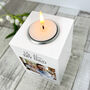 Personalised Memorial Bold Text White Wooden Photo Tea Light Holder, thumbnail 3 of 6
