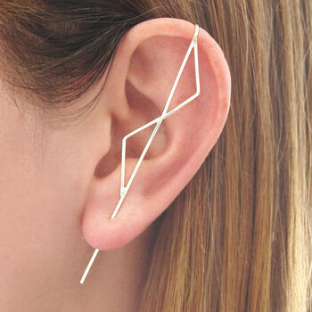 Oxidised Double Triangle Sterling Silver Ear Climbers, 2 of 4