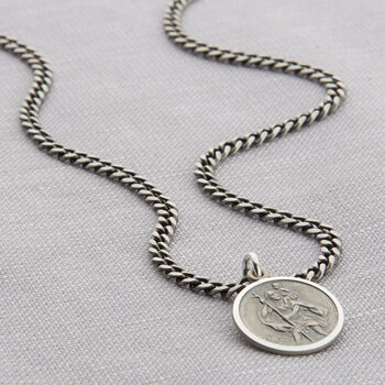 Personalised Silver St Christopher Curb Necklace With Photobox, 2 of 11