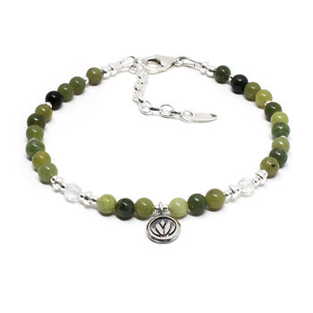 Luck And Light Jade Lotus Bracelet Sterling Silver, 2 of 3