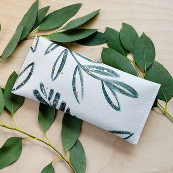 Personalised Botanical Recycled Leather Clutch Purse, 4 of 9