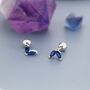 Sapphire Blue Cz Marquise Leaf Duo Barbell Earrings, thumbnail 7 of 11