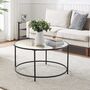 Round Coffee Table Glass Table With Steel Frame, thumbnail 3 of 11