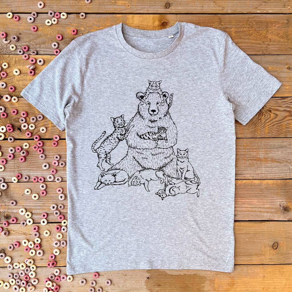Crazy Cat Bear Organic T Shirt, 1 of 6