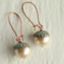 Verdigris Pearl Acorn Earrings, thumbnail 6 of 12