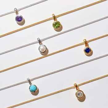 Genuine Birthstone Gold Plated Charm Pendants And Necklaces, 5 of 11