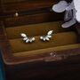 Sterling Silver White Opal Marquise Cluster Stud Earrings, thumbnail 3 of 12