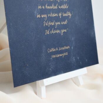 Personalised Calligraphy First Wedding Paper Anniversary Print, 5 of 6