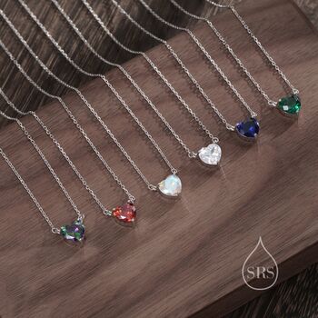 Tiny Cz Heart Pendant Necklace In Sterling Silver, 3 of 12