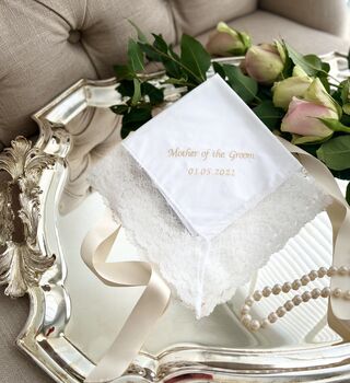 Personalised Mother Of The Bride Lace Handkerchief, 4 of 7