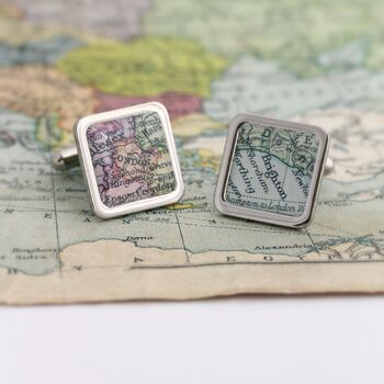 Personalised Vintage Square Map Cufflinks, 4 of 6